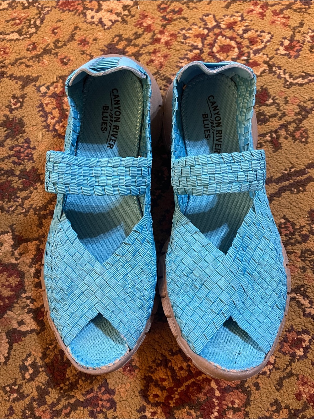 Canyon River Blues Woven Mary Jane Sandals - Aqua 9